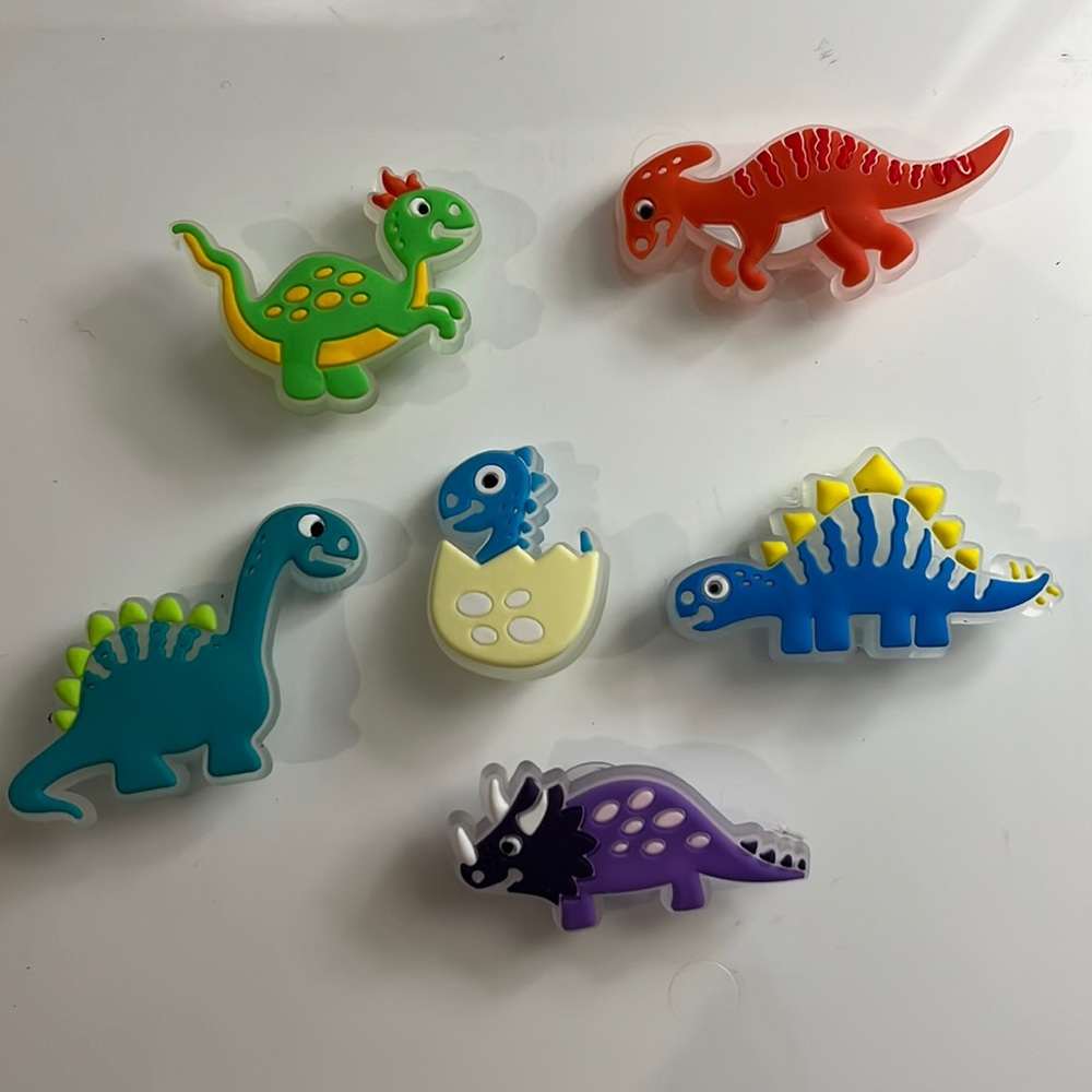 6 Glow in the Dark Dinosaur Crocs Charms